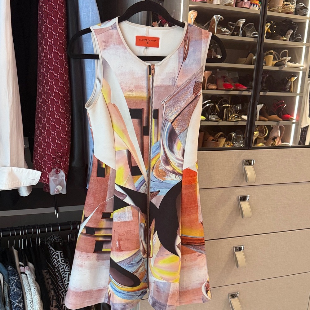 Clover Canyon Asymmetrical Dress in Multicolor Abstract - Picture 2 of 5
